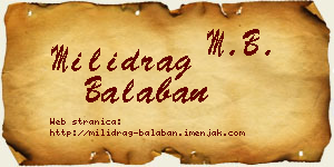 Milidrag Balaban vizit kartica